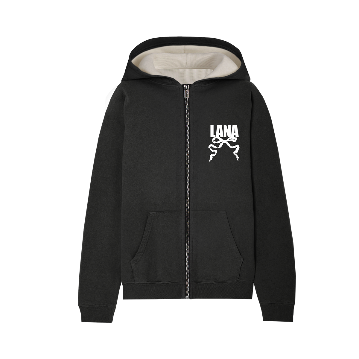 LANA愛用！B EMBLEM PILE ZIP HOODIE Black Zip-up Hoodie with Logo - Lana Del Rey
